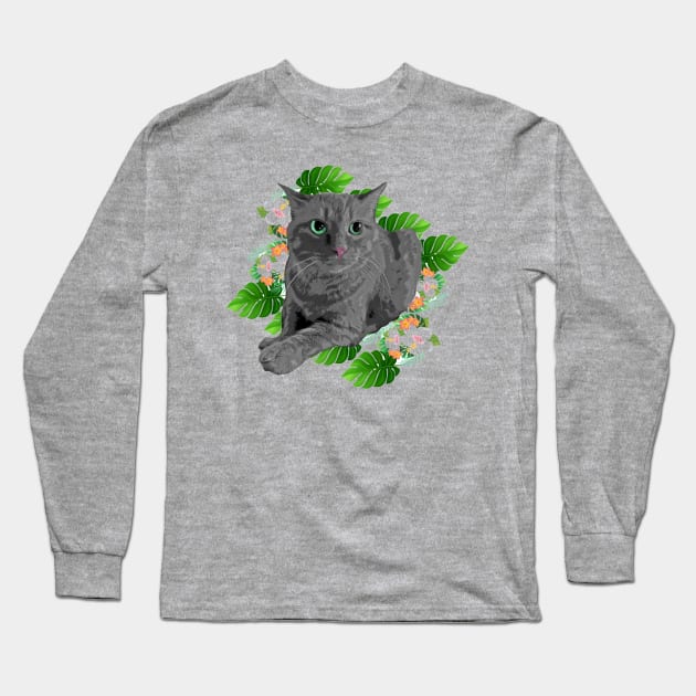 Carribean Polydactyl Kitty Long Sleeve T-Shirt by dpenn